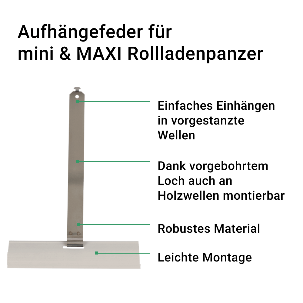 Maxi und Mini Rolladen Aufhängefeder Stahlfeder Feder 120, 135