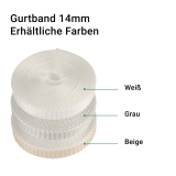 Gurtband mini | 14mm breiter Gurt als 6m oder 50m Rolle in gngigen Farben