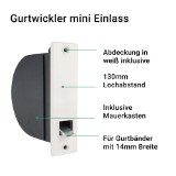 Gurtwickler mini Einlass | Einlassgurtwickler inkl. Mauerkasten fr 14mm Gurt, Lochabstand 13cm