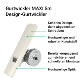 Gurtwickler MAXI 5m | Design-Gurtwickler inklusive weier Clipabdeckung fr Lochabstnde 135-185mm