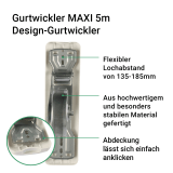 Gurtwickler MAXI 5m | Design-Gurtwickler inklusive weier Clipabdeckung fr Lochabstnde 135-185mm