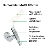 Gurtwickler MAXI bis 16m |  MEGA Gurtwickler bis 16m Gurtaufnahme mit Lochabstand 185mm