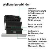 Wellenclipverbinder | Aufhngung von mini & MAXI Rollladen bei elektrischen Antrieben