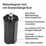 Walzenkapsel mini | aus PVC fr 40mm 8-Kant Stahlwellen geeignet, Stahlstift  9,8mm