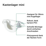 Kastenlager mini | aus PVC fr 28mm mini Kugellager geeignet, einfaches Anschraublager