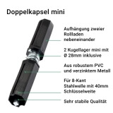 Doppelkapsel mini | aus PVC fr 40mm 8-Kant Stahlwellen geeignet inkl. 2x Kugellager mini