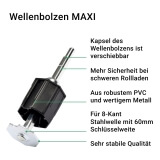 Wellenbolzen MAXI | fr schwere Rollladen, fr 60mm 8-Kant Stahlwellen geeignet, Stahlstift  12mm