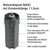 Walzenkapsel MAXI | aus PVC fr 60mm 8-Kant Stahlwellen geeignet, Stahlstift  12mm