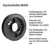 Gurtscheibe MAXI | aus PVC fr 8-Kant Stahlwelle mit 60mm Schlsselweite und 22-24mm breites Gurtband