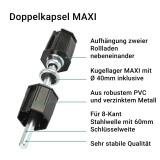 Doppelkapsel MAXI | aus PVC fr 60mm 8-Kant Stahlwellen geeignet, inkl. 1x Kugellager MAXI