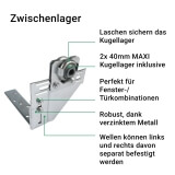 Zwischenlager | Verbindung zweier seperater MAXI-Rollladenwellen inkl. 2x Kugellager