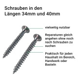 Schrauben | Lngen 34mm und 40mm mit verschiedenen Kpfen im Mehrfachpaket 20 Stck oder 100 Stck