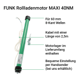 FUNK Rollladenmotor MAXI | Rohrmotor in verschiedenen Ausfhrungen mit Zugkraft bis zu 80kg