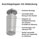 Anschlagstopper | mit Abdeckkappe gegen Ungeziefer, 40mm, wei oder grau