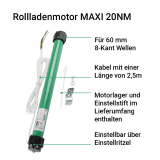 Rollladenmotor inkl. Zeitschaltuhr | Zeitschalter MAX mit elektrischem Antrieb im SET (J10 Motor kostenloses Upgrade - Lieferung als 20NM Motor ohne Aufpreis!)