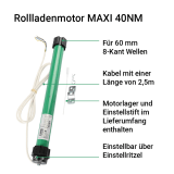 Rollladenmotor inkl. Zeitschaltuhr | Zeitschalter MAX mit elektrischem Antrieb im SET (J10 Motor kostenloses Upgrade - Lieferung als 20NM Motor ohne Aufpreis!)