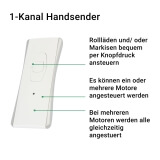 FUNK Handsender | Ansteuerung fr FUNK Rollladenmotore und/oder Markisenantriebe, 1- und 5-Kanal, sowie fr Sonnen-/Windsensor