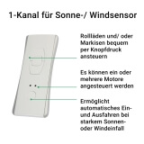 FUNK Handsender | Ansteuerung fr FUNK Rollladenmotore und/oder Markisenantriebe, 1- und 5-Kanal, sowie fr Sonnen-/Windsensor