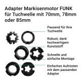 Adapter Markisenmotor FUNK | fr Tuchwelle rund Schlsselweite 70mm, 78mm oder 85mm