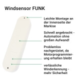 Windsensor FUNK | autom. Einfahren der Markise bei Wind fr FUNK Markisenantriebe von JoMo